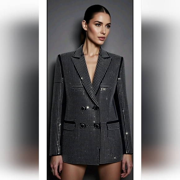 AKIRA Jackets & Blazers - AKIRA Black Dua Shine Bright Embellished Rhinestone Blazer! L
